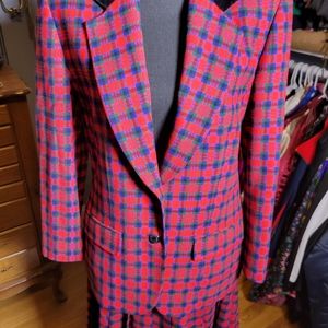 VINTAGE 70'S PENDELTON MCDUFF TARTEN PLAID WOOL PLEATED SKIRT SUIT